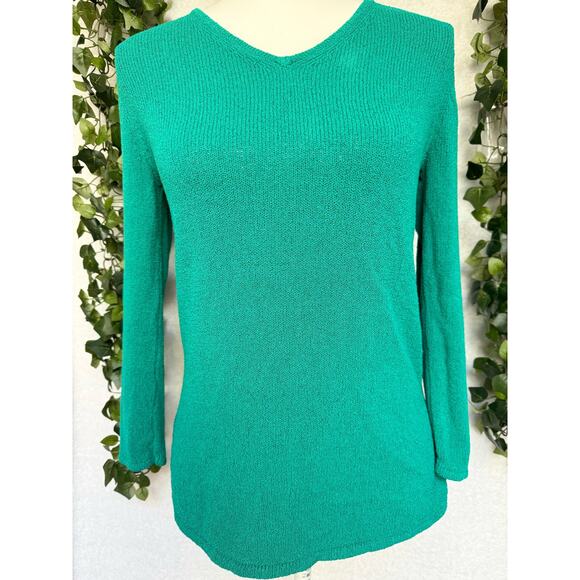 Chico's Design Vintage Rayon Long Sleeve Green Knitted Top Women's 0 Small - Picture 2 of 8